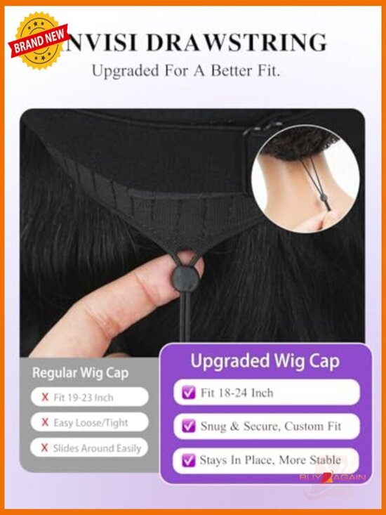 200% Density V Part Wig Human Hair Body Wave No Glue Drawstring main image 4